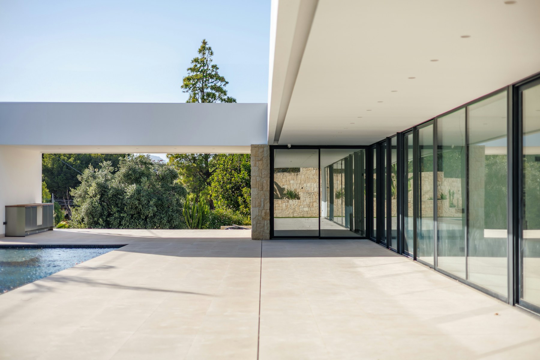 Modern Southern California home with large glass doors