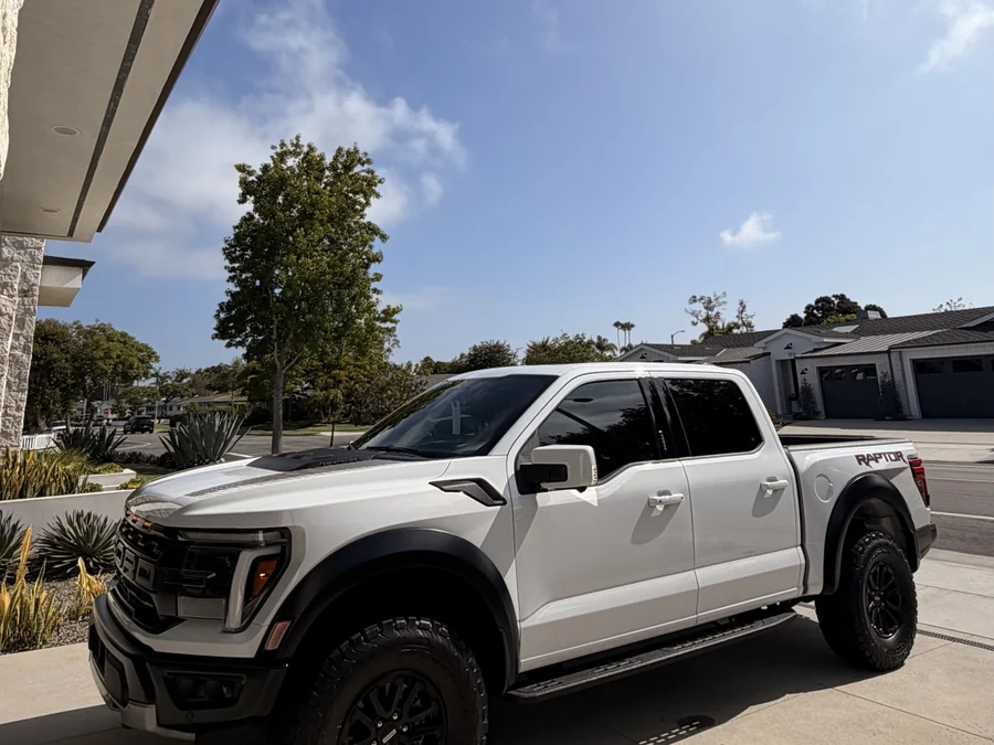 Ford F-150 Raptor window tint — front three-quarter view