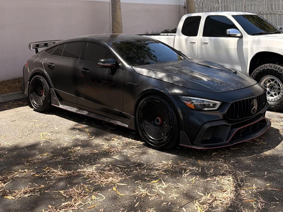 Mercedes-AMG GT window tint — front three-quarter view