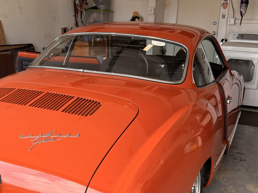Volkswagen Karmann Ghia window tint — rear glass detail